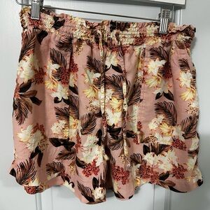 Time and Tru Pink Floral High Waist Shorts